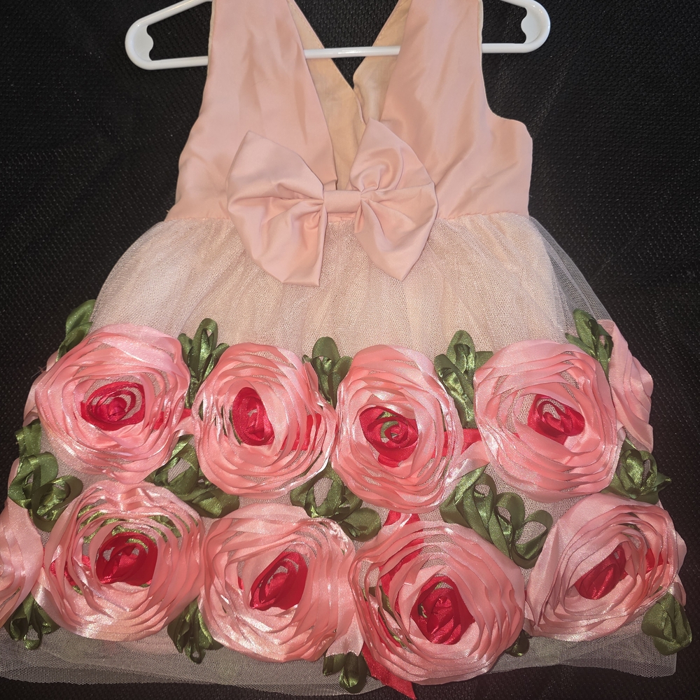Elegant Pink Floral Kids Formal Dress, Worn Once. 3T